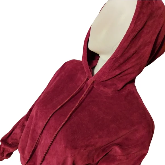 Hot Topic Burgundy Velour Girls Crop Hoodie - Picture 4 of 11